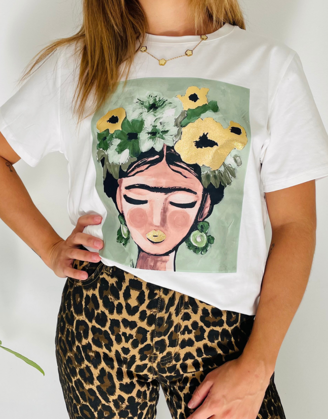 T-SHIRT FRIDA KAHLO VERT