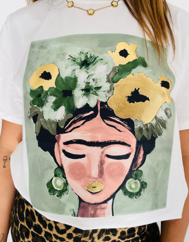 T-SHIRT FRIDA KAHLO VERT