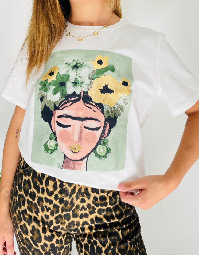 T-SHIRT FRIDA KAHLO VERT