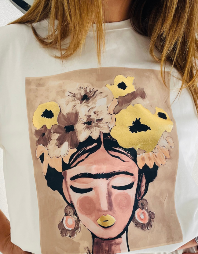 T-SHIRT FRIDA KAHLO BEIGE