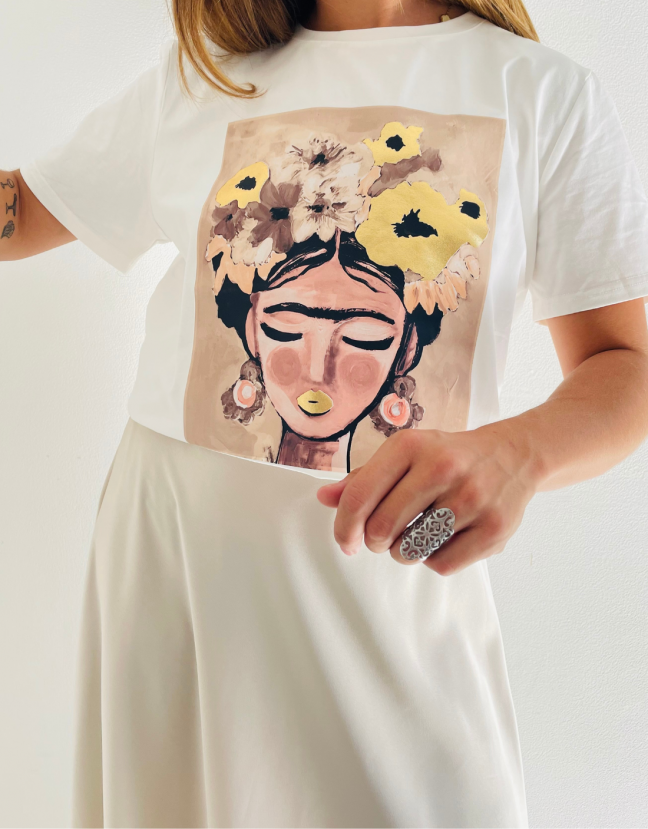 T-SHIRT FRIDA KAHLO BEIGE