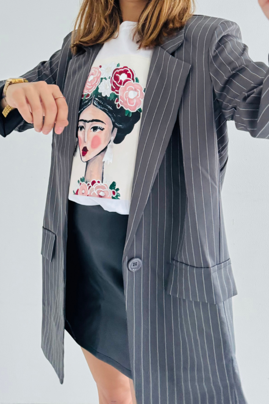 BLAZER FANNY - GRIS À RAYURES