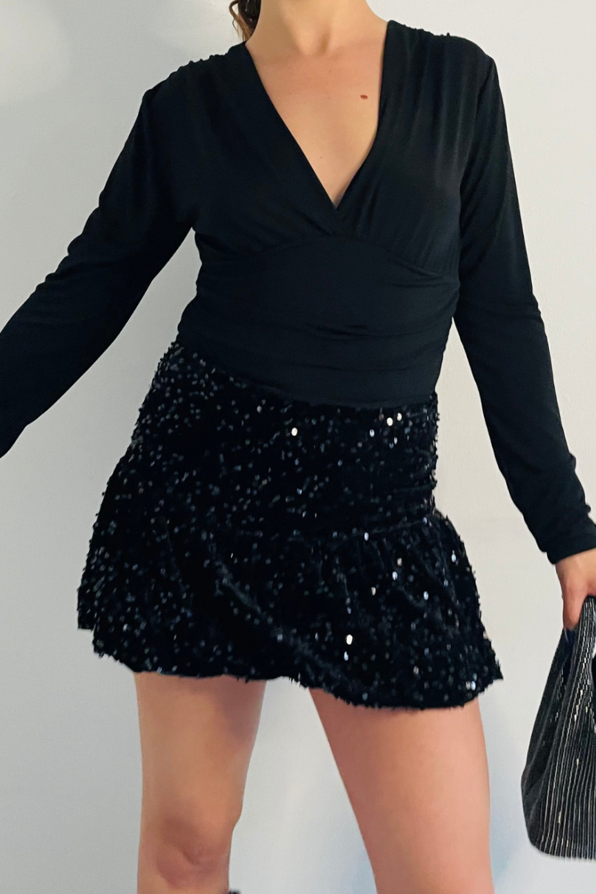 JUPE AMEL - NOIRE AVEC PAILLETTES